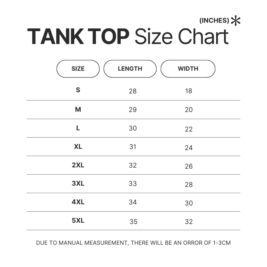 Tank Top Size Chart - Sleep Token UK Shop