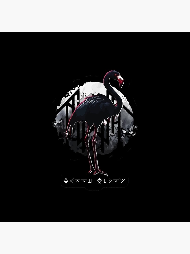 Black Flamingo Full Moon Rune Alphabet Artwork Tapestry - Image 2