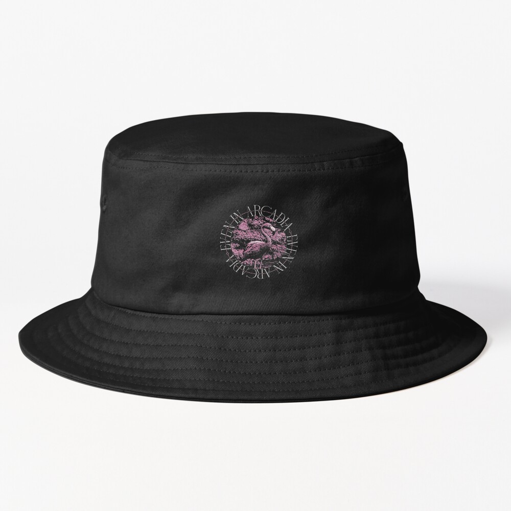 Even In Arcadia Flamingo Circular Merch Graphic Bucket Hat