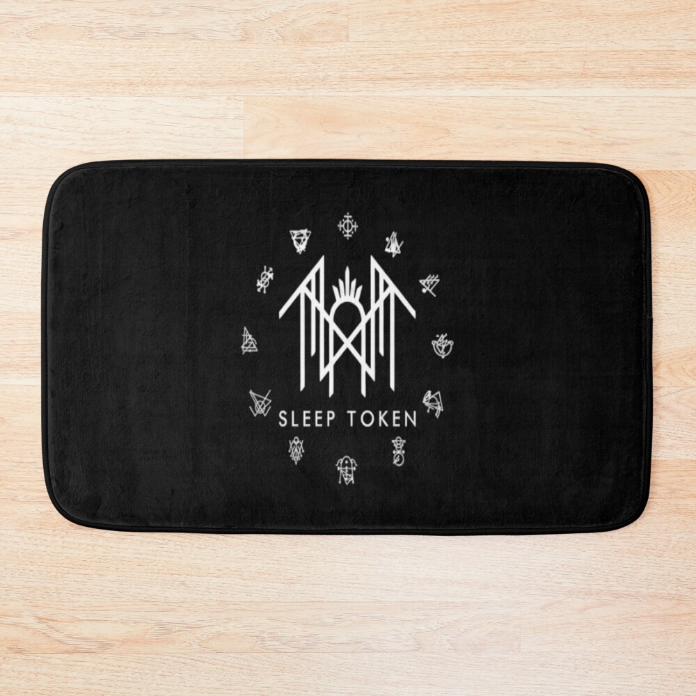 Metal Band Logo White Color Bath Mat