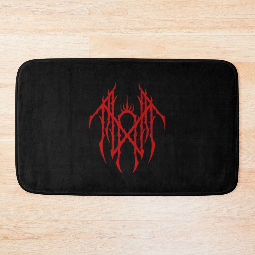 Red Logo Metal Band Bath Mat