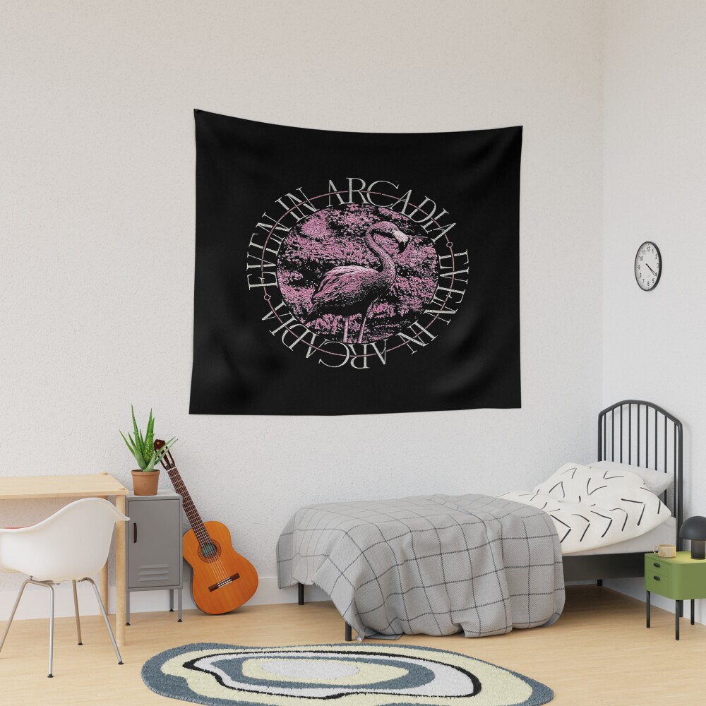 Even In Arcadia Flamingo Circular Merch Graphic Tapestry
